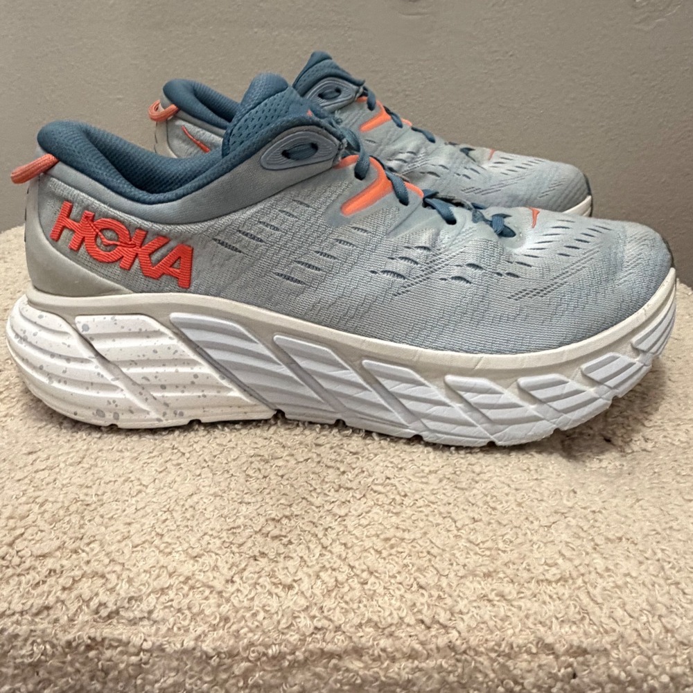 Hoka Gaviota 4 Running Shoes Harbor Mist Celery Coral Sneakers Womens 10